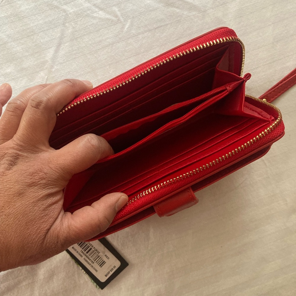 Badgley Mischka Red Studded Women's Wallet New With Tags - Picture 3 of 10
